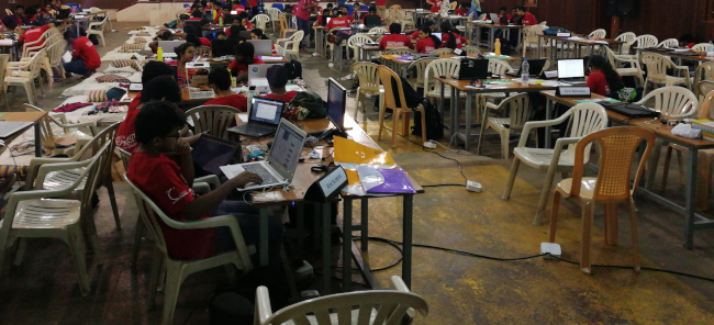 A student hackthon in progress at SIT Tumkur